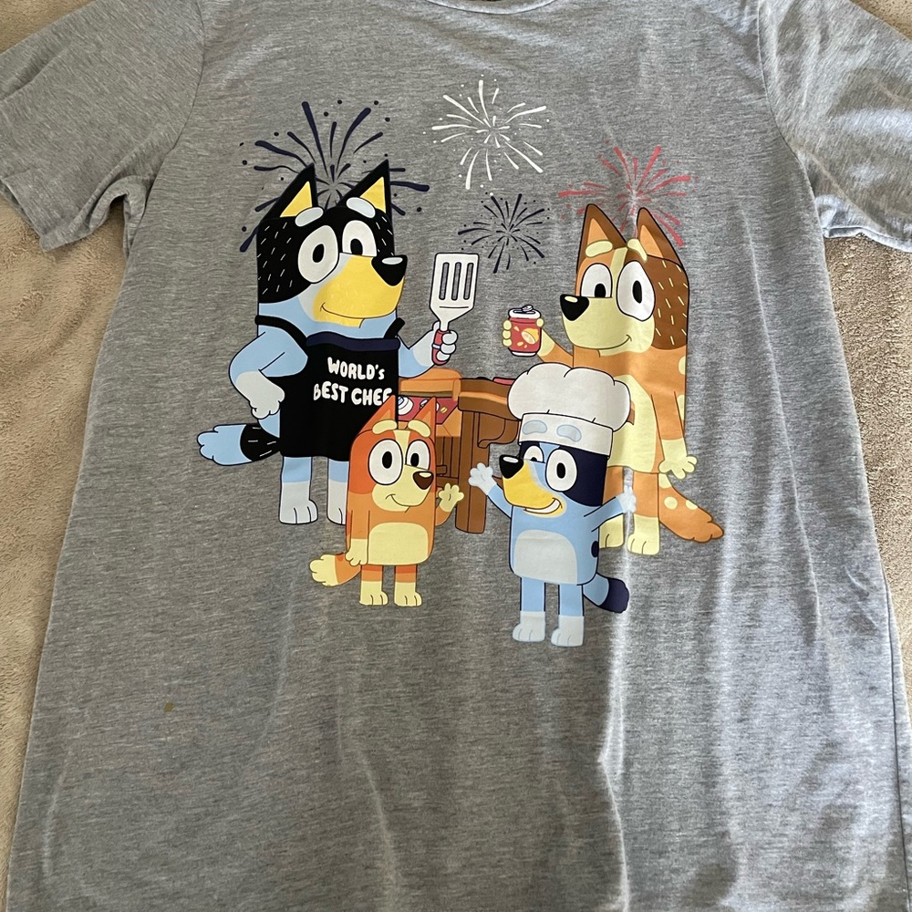 Bluey Family BBQ Graphic Tee - Grey